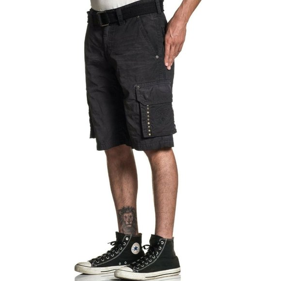 AFFLICTION Mens CARGO Shorts OPTIMAL Embroidered - Picture 2 of 8